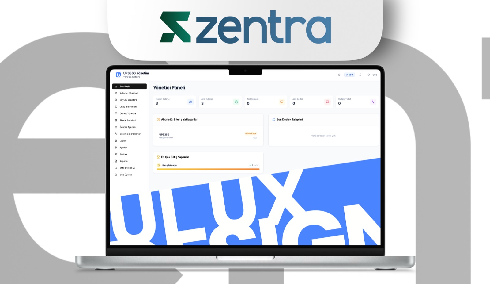 Hekzen SaaS yönetim paneli projesi dashboard görseli